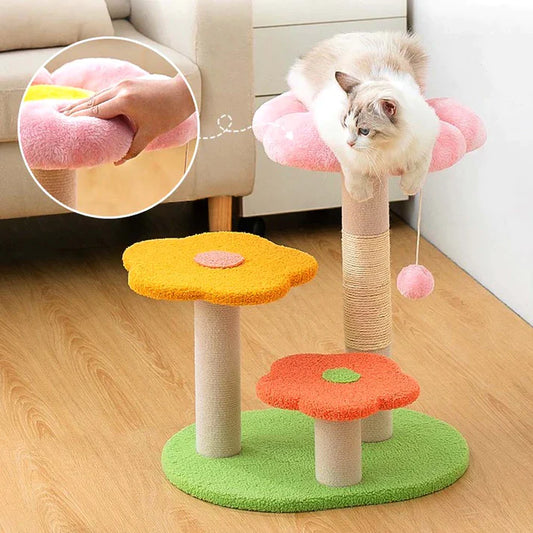 Flower Paradise Plush Cat Tree Scratching Post